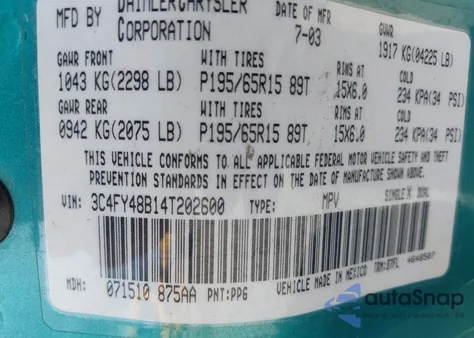 2004 Chrysler Pt Cruiser z USA, uszkodzony, nr VIN 3C4FY48B14T202600